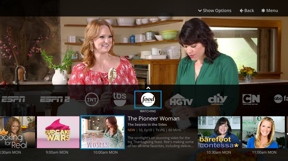 The network user interface of the Sling TV app is shown here. SlingTV, Dish Network’s online television package, was launched Monday with additions to its previously announced lineup.