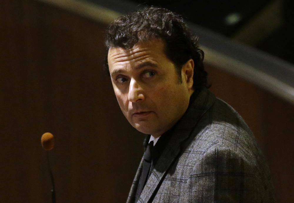 Francesco Schettino attends his trial at the Grosseto court in Italy on Wednesday. The captain of the capsized Costa Concordia luxury liner was convicted of multiple charges of manslaughter and sentenced to 16 years in jail. Francesco Schettino wasn’t present when Judge Giovanni Puliatti read out the verdict Wednesday night in a Grosseto theater.