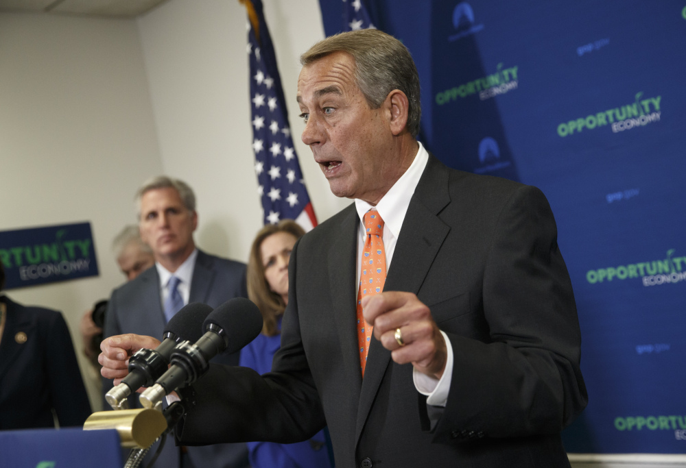 “The issue here is not Senate Republicans. The issue here is Senate Democrats,” House Speaker John Boehner tells reporters in Washington.