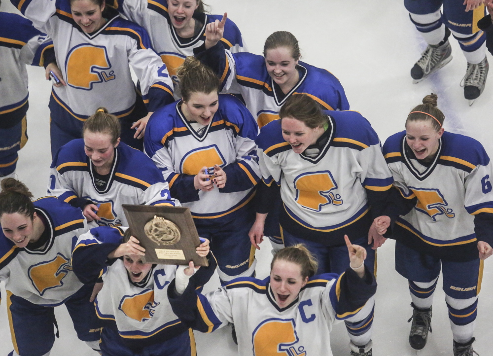 One title down and for the Falmouth girls’ hockey team, there’s plenty of hope for another one Saturday night. The Yachtsmen won Western Maine on Wednesday with a 4-2 victory against Scarborough and will meet undefeated Lewiston in the state final.