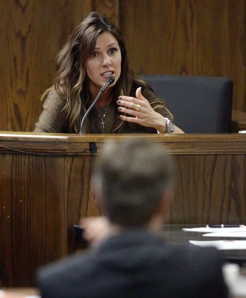 Taya Kyle, the widow of slain Navy SEAL Chris Kyle, testifies Wednesday in Stephenville, Texas.