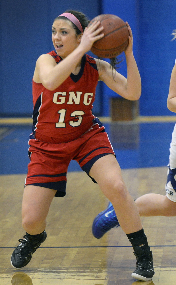 Gray-New Gloucester sophomore Alicia Dumont is one of a number of players who stepped up when senior Zoe Adams suffered a knee injury in January. The Patriots play Poland on Tuesday at 3:30 p.m. in the Western B quarterfinals.