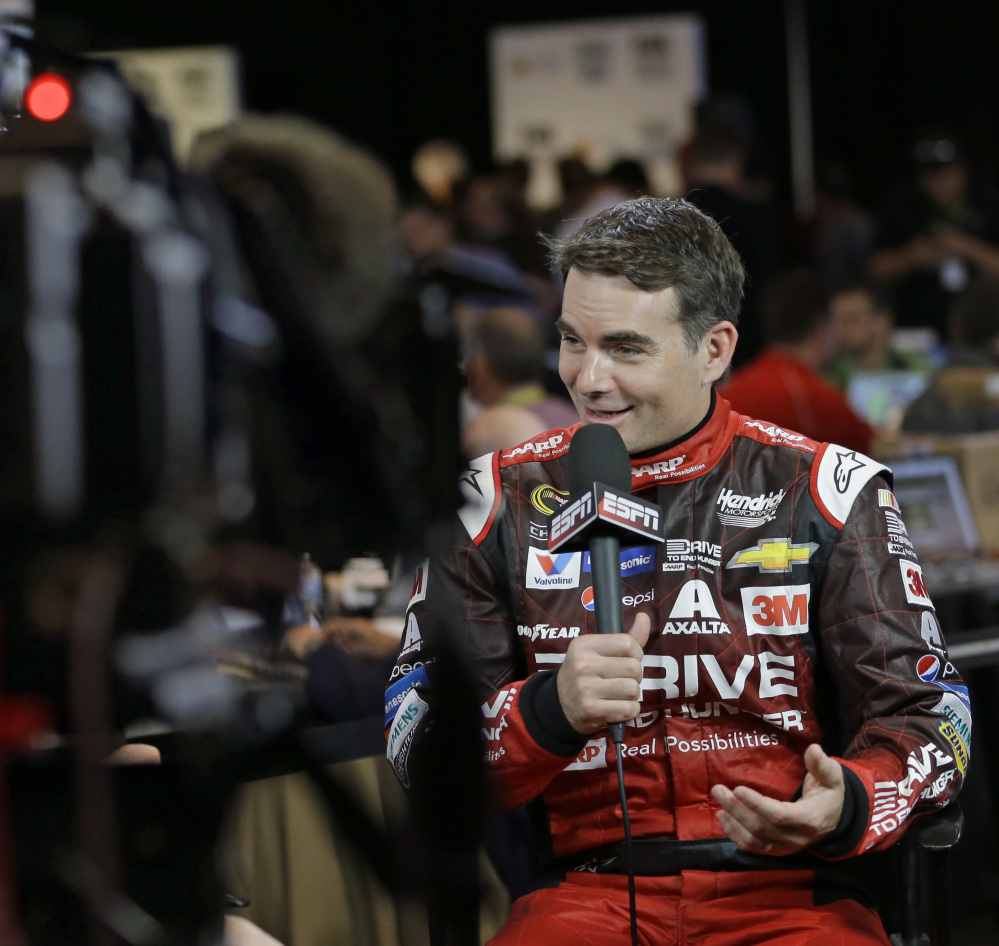 Jeff Gordon answers questions during media day at Daytona International Speedway on Thursday. This could be the last Daytona 500 for the four-time NASCAR champion.