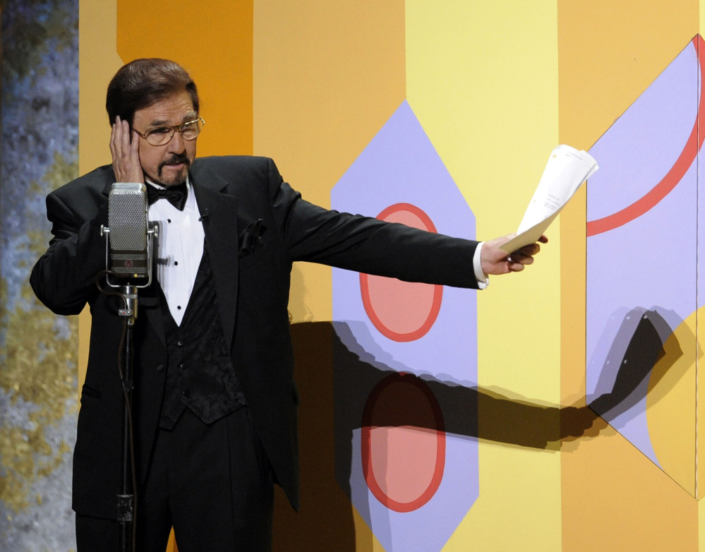 Gary Owens performs in a skit at the 60th Primetime Emmy Awards in Los Angeles in 2008. Owens, best known for announcing “Rowan & Martin’s Laugh-In,” died Thursday.