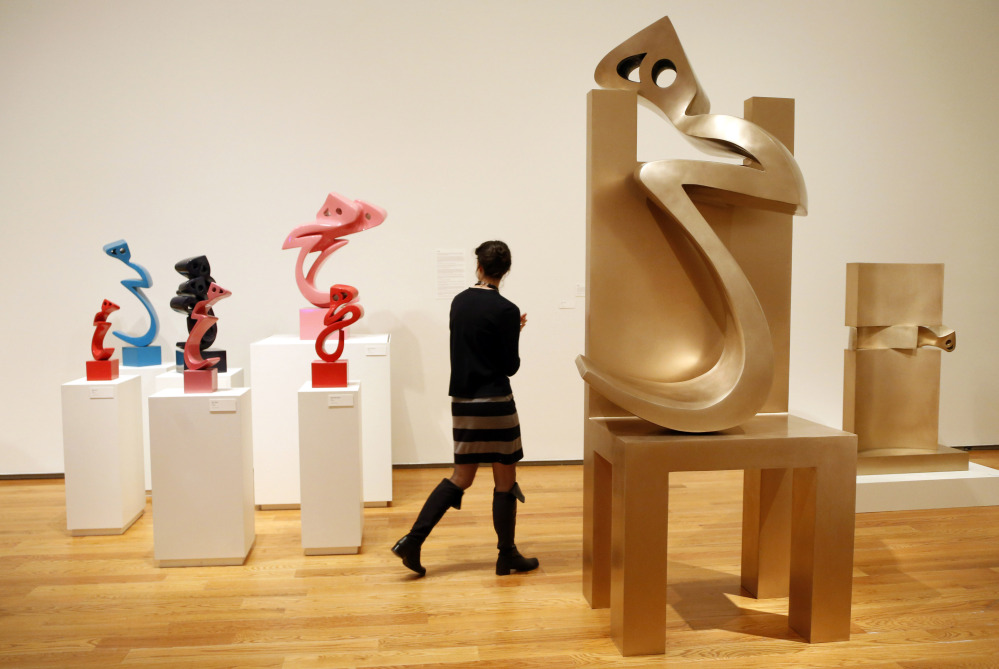 Artwork by Iranian artist Parviz Tanavoli is on display at the Wellesley College museum in Massachusetts, including sculptures, paintings, jewelry and ceramics. Tanavoli says artists’ messages shouldn’t suffer because of the U.S. embargo against Iran.