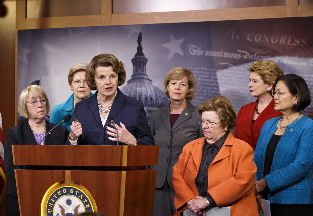 A look at the numbers shows women in Congress sponsor and co-sponsor more bills, on average, than men. Sen. Barbara Mikulski, D-Md., at podium, hosts a monthly supper club that aims to make women more effective. “When a new woman is elected to the Senate – Republican or Democrat – I bring her in for my Senate Power Workshop and guide her on how to get started ... and how to be an effective senator,” she said.