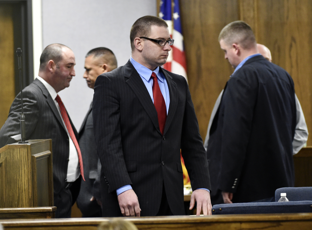 Former Marine Cpl. Eddie Ray Routh stands during his capital murder trial Tuesday in Stephenville, Texas. Routh, 27, was convicted Tuesday night in the 2013 deaths of Chris Kyle and his friend Chad Littlefield at a shooting range near Glen Rose, Texas.