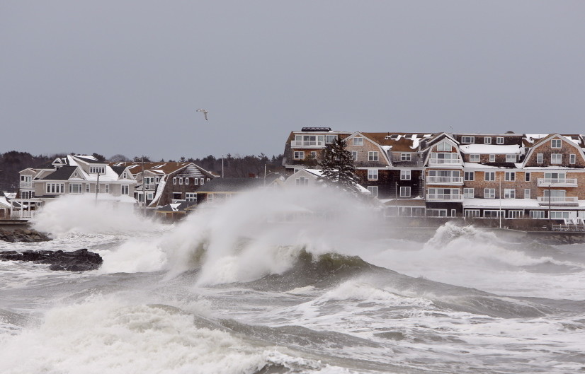 High surf pounds the shore in Kennebunk as a winter storm over the ocean travels past Maine on March 8, 2013. The waves reached 25 feet and caused flooding along the shore in several York County communities, which face worse flooding if seas continue to rise.
