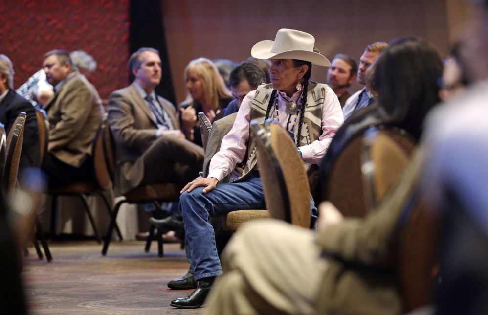 Attendees listen at a marijuana conference for tribal governments considering whether to legalize marijuana for medicinal, agricultural, or recreational use, on Friday in Tulalip, Wash.
