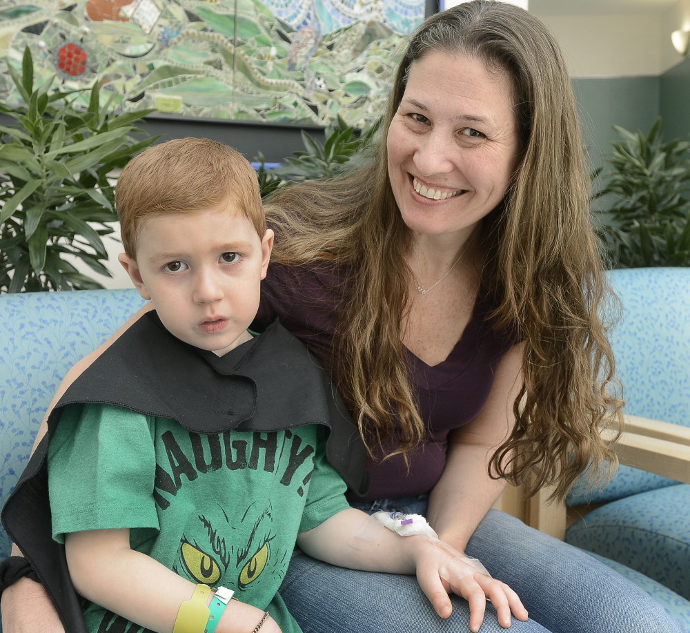 Jenny Sprague of Gray and her son Jacob. Sprague runs an online support group for parents of kids with food allergies.
