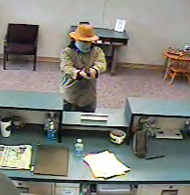 Brunswick police released this photo of the man who robbed the Bank of Maine at 137 Maine St. at gunpoint Wednesday afternoon.
