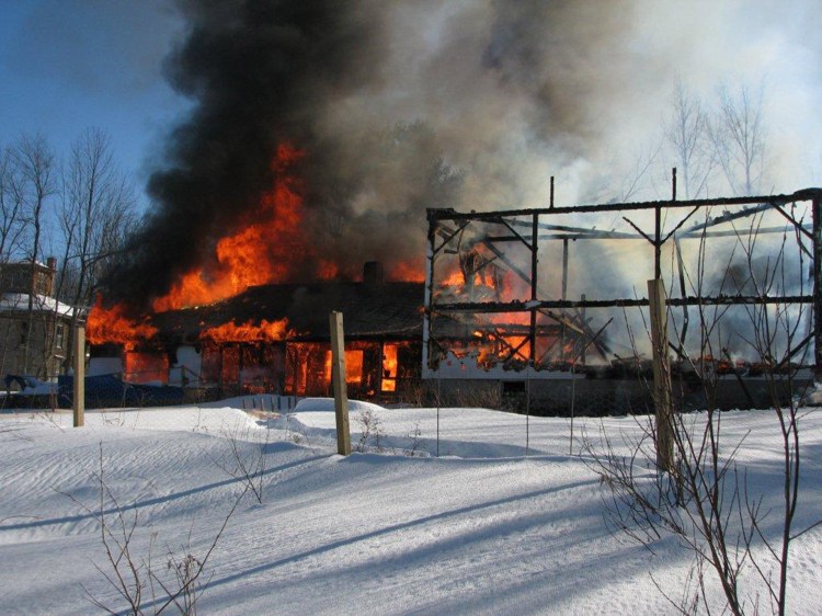 Tuesday's fire in Bridgton spread quickly, reducing the barn and home to rubble by the time firefighters could extinguish the blaze.