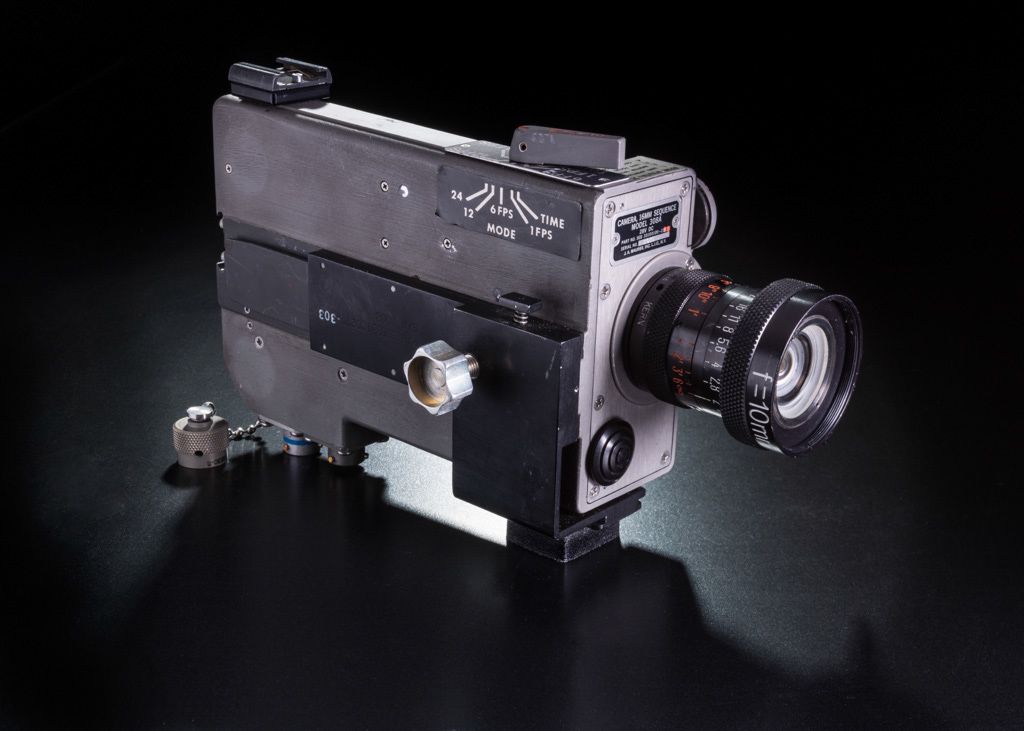 A cloth bag full of souvenirs brought back by astronaut Neil Armstrong includes the camera from inside the Apollo 11 lunar module that filmed its descent to the moon and Armstrong’s first steps on the lunar surface in 1969. 