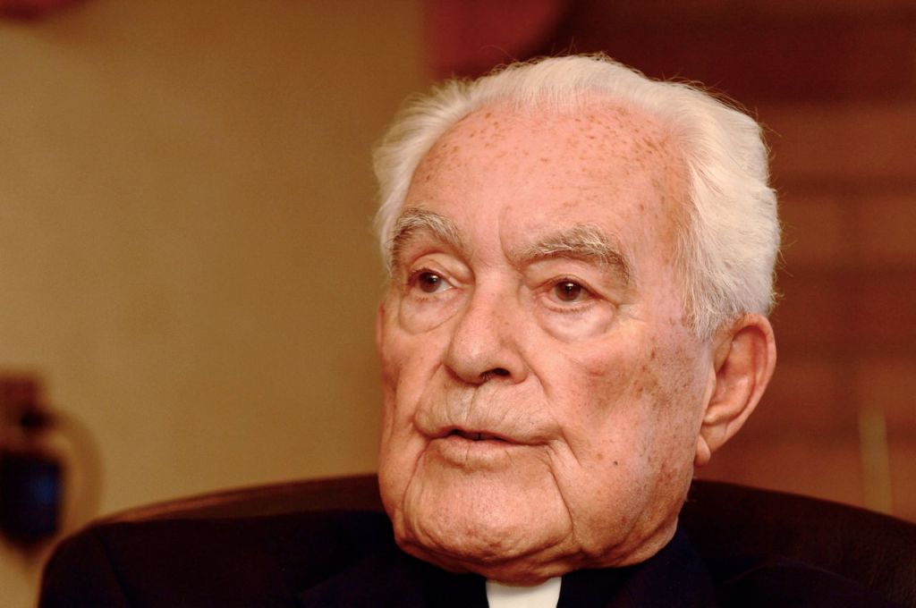 The Rev. Theodore Hesburgh, the priest who transformed the University of Notre Dame into an academic power during his 35 years in charge while also serving as an adviser to popes and presidents, reflects on his life and career in this  Sept. 24, 2007, photo. The Associated Press