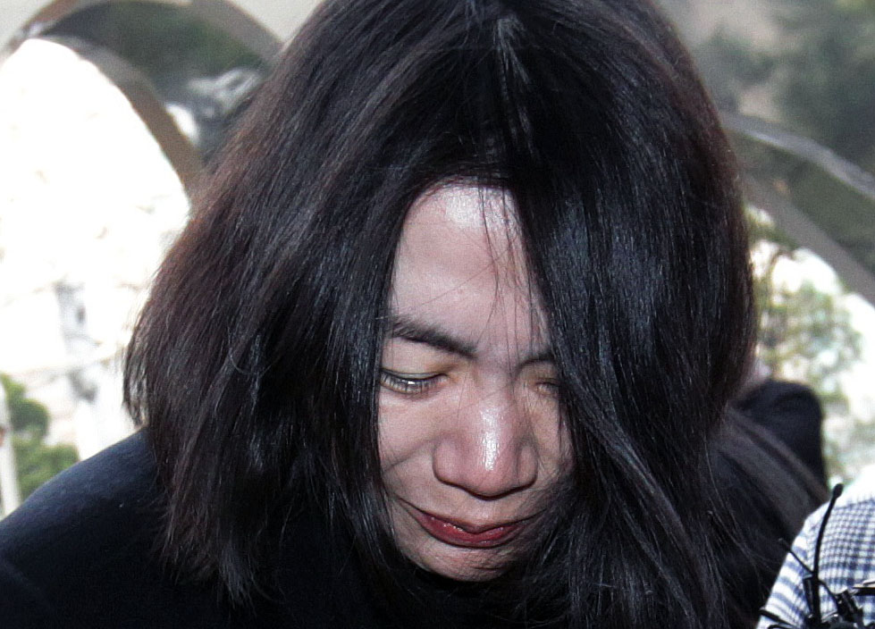 Cho Hyun-ah, former vice president of Korean Air Lines, arrives at the Seoul Western District Prosecutors Office in Seoul in this Dec. 30, 2014, photo. The court said Cho was guilty of forcing a flight to change its route, the most serious of the charges she faced. The Associated Press