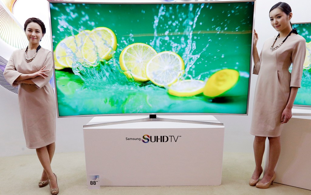 Samsung Electronics introduces its SUHD 4K smart TV in Seoul, South Korea, last month.
The Associated Press