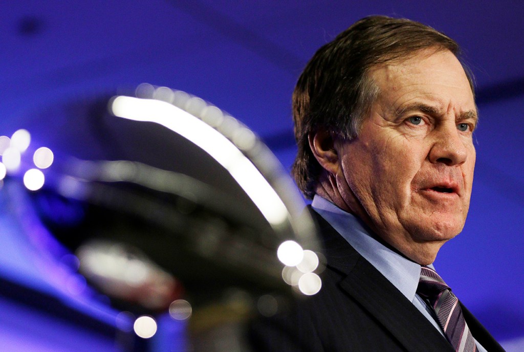 New England Patriots head coach Bill Belichick speaks at Monday's news conference. The Associated Press