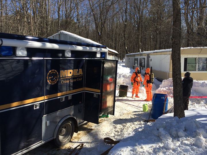 Maine Drug Enforcement agents entered the Hersom Road home to dismantle one-pot meth labs.