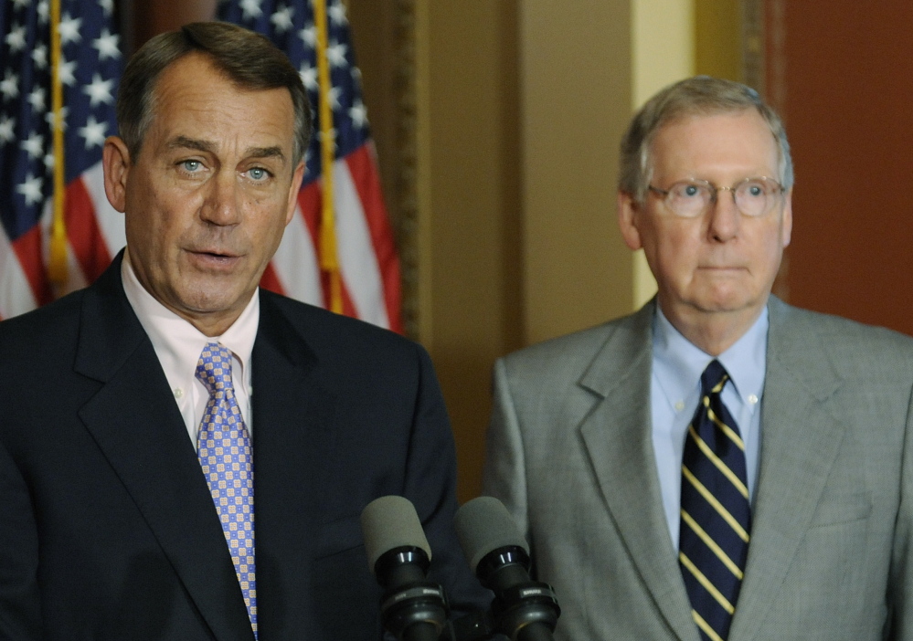 U.S. House Speaker John Boehner, left, and Senate Majority Leader Mitch McConnell have yet to find enough strength in simply outnumbering the Democrats.