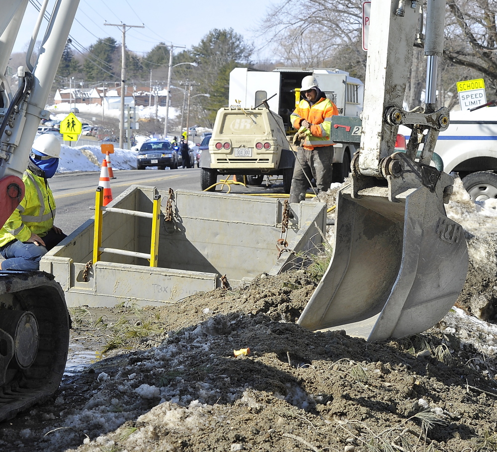 Each water line repair requires extensive excavation, often disrupting traffic. Stroudwater Street was either closed or reduced to one lane Monday as repairs were made.