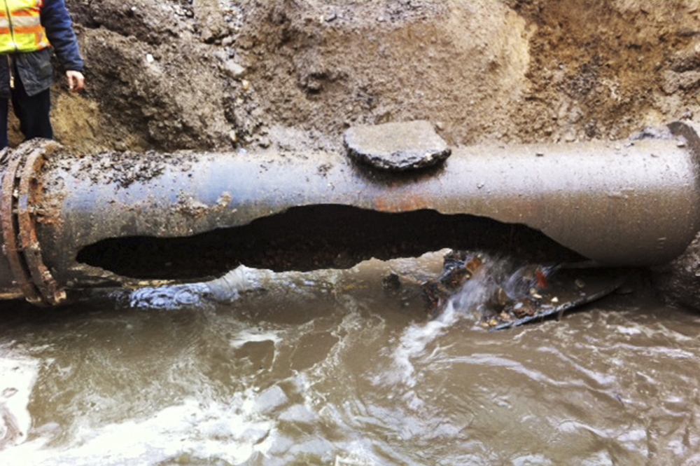 About 460 miles of the water district’s pipes are 100 to 140 years old. In 2012, this 100-year-old water main ruptured in Portland, resulting in a widespread boil-water order.