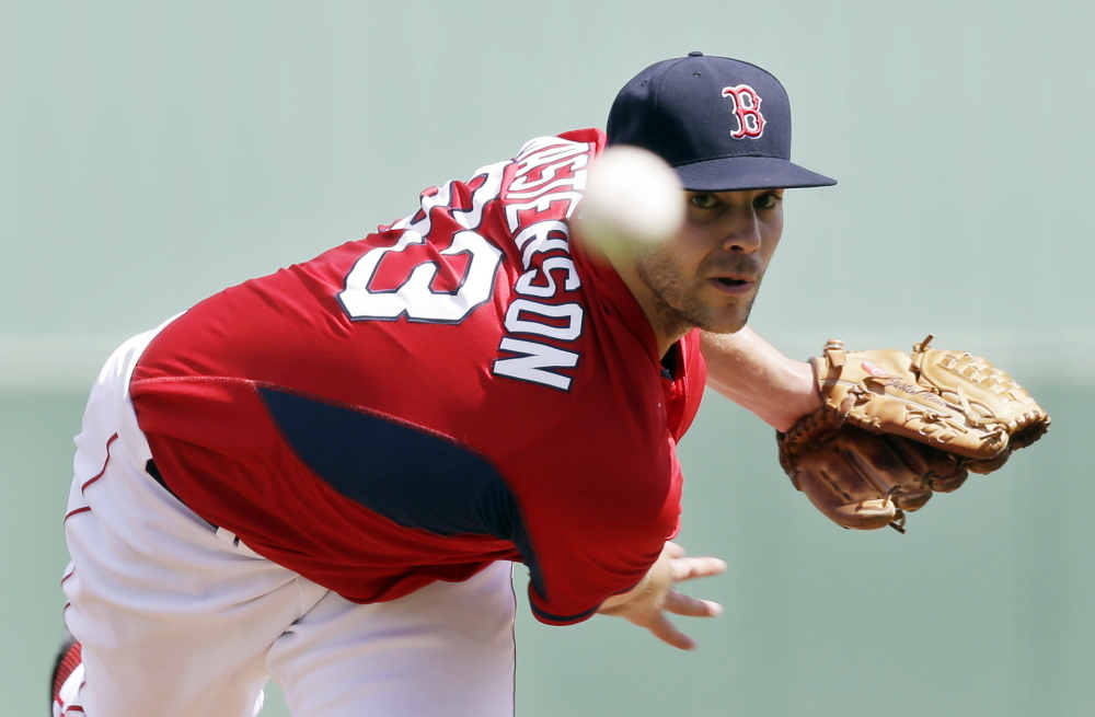 Justin Masterson of the Boston Red Sox struck out four over three perfect innings Tuesday in a 5-1 victory against the Tampa Bay Rays. Masterson has pitched five innings this spring without allowing a run. Boston has won five straight.