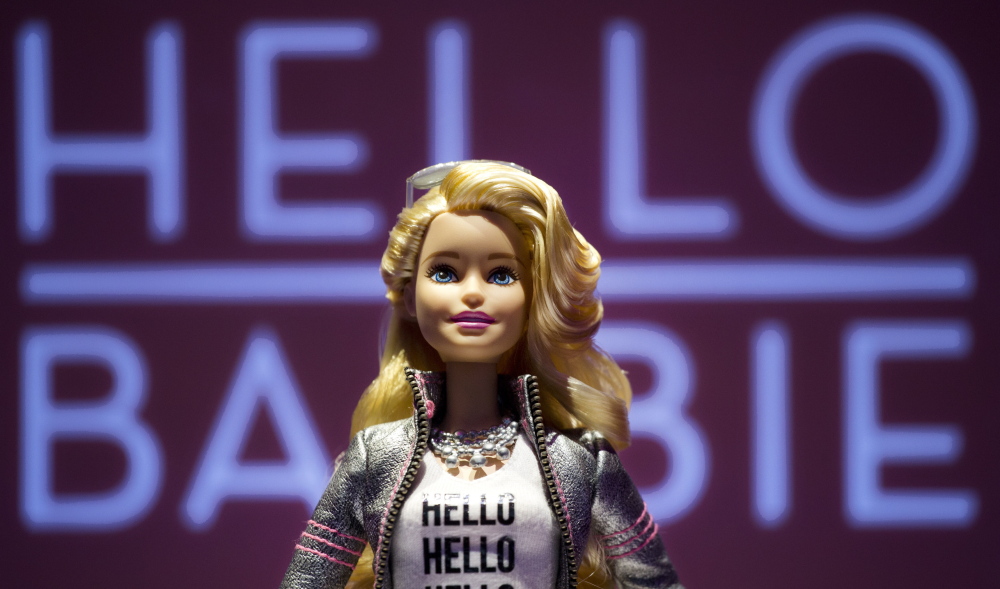 Hello Barbie is shown at the North American International Toy Fair on Feb. 14 in New York. Mattel will release the Internet-connected doll that has real conversations with kids this year.
