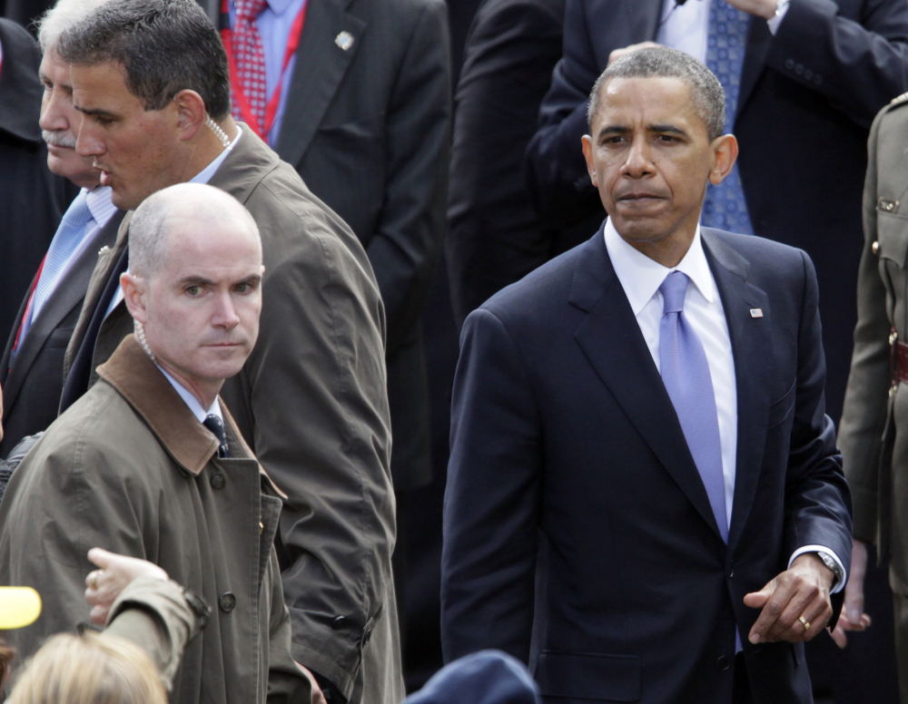 President Barack Obama greets people in the crowd at College Green in Dublin, Ireland. Mark Connolly, the second-in-command on Obama’s security detail, is at far left.