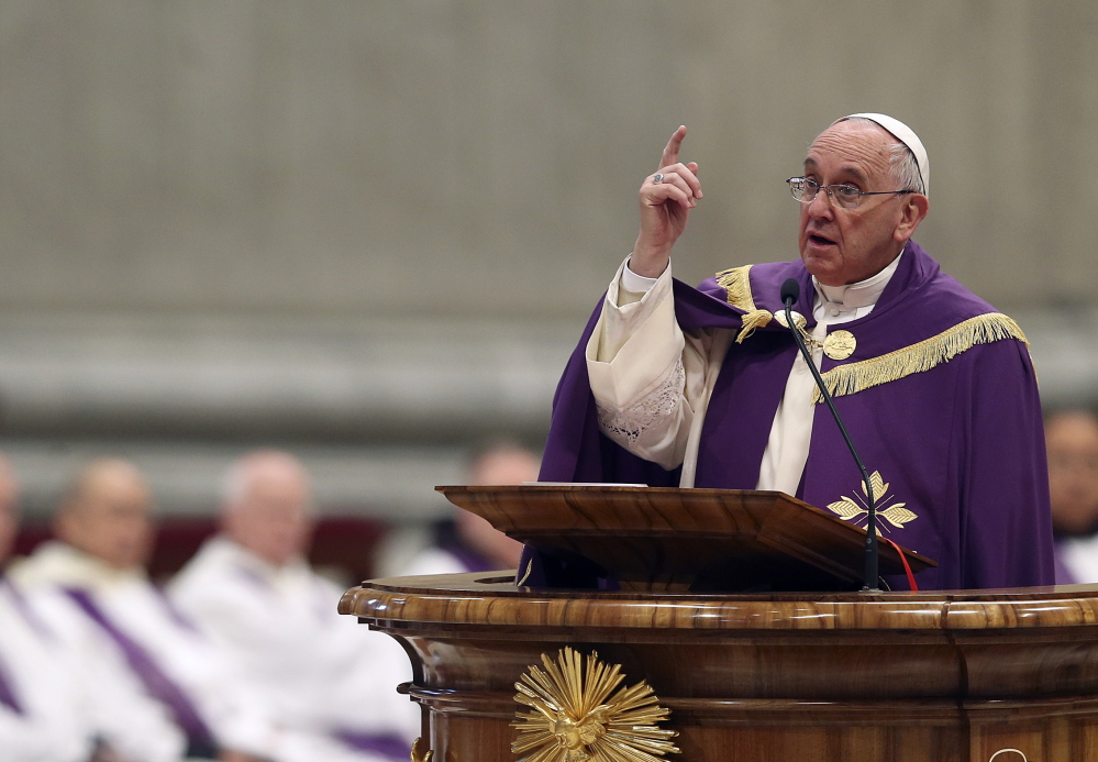 Pope Francis speaks Friday in St. Peter’s Basilica at the Vatican. In an interview, he noted, “I have the sensation that my pontificate will be brief: Four or five years. ... Or two or three!”