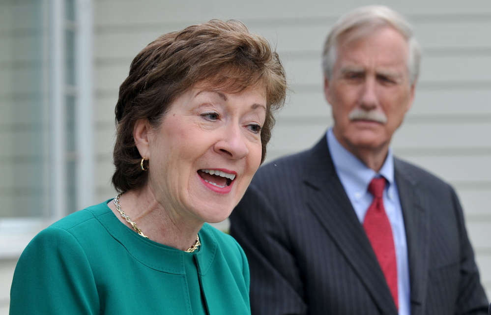 Sens. Susan Collins and Angus King. Collins is seen as one of the moderate Republicans who could play a role in deciding whether any Supreme Court nomination is considered this year. 