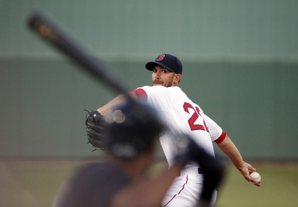 Boston Red Sox starter Rick Porcello pitched three shutout innings before allowing a pair of singles in the fourth inning, which ended his night, in a 5-3 loss to the Yankees in Fort Myers, Florida.