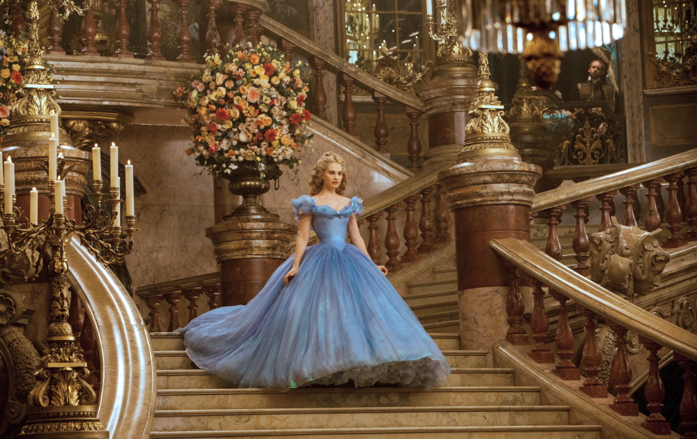 Lily James plays Cinderella in Disney’s live-action feature film inspired by the classic fairy tale, “Cinderella.”