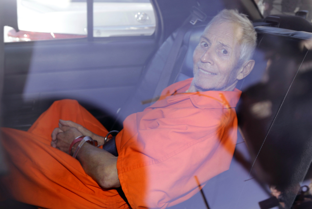 Robert Durst, above, is charged with killing his friend, Susan Berman, 15 years ago in California. An HBO documentary team found handwriting on a letter sent to Beverly Hills police closely matches Durst’s handwriting.
