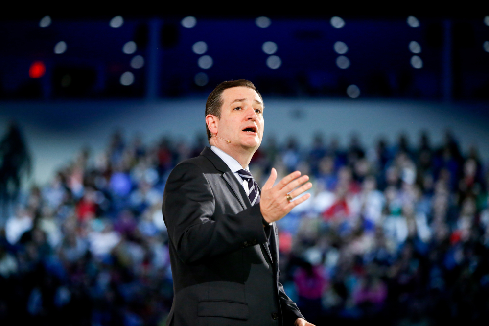 In this file photo, Sen. Ted Cruz, R-Texas speaks at Liberty University, founded by the late Rev. Jerry Falwell. The Associated Press