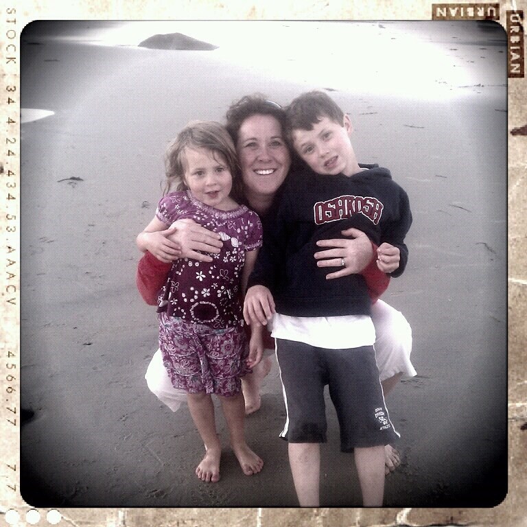 Amy Harris is shown with her children, Abigail and Lucas, who were injured in the crash.