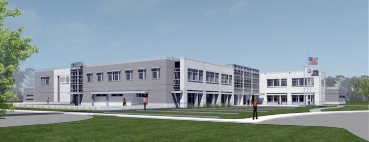 An artist’s rendering show the planned Maine National Guard Headquarters in north Augusta, which recently received federal funding. 