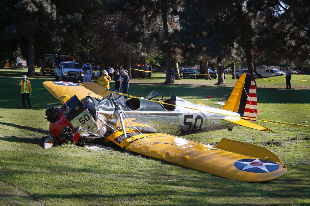 Actor Harrison Ford was injured when he crash landed this plane at Penmar Golf Course in Los Angeles, California, on Thursday.
