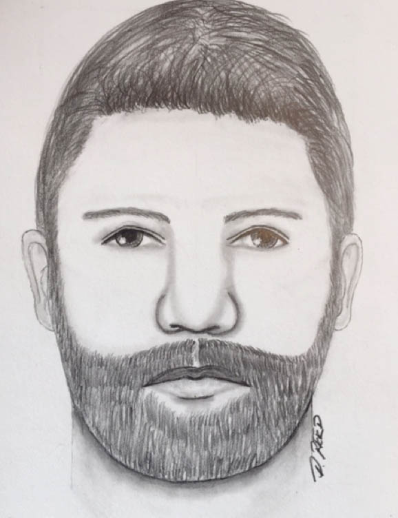 The Cumberland County Sheriff’s Office is distributing this sketch of the person responsible for a home invasion Sunday in Casco. The man was described as between 6-foot-2 and 6-foot-4, and wearing a black trench coat.
