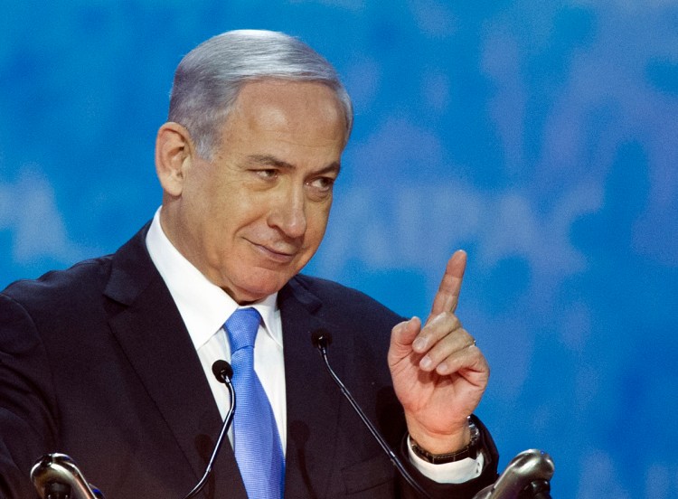 Israeli Prime Minister Benjamin Netanyahu addresses the 2015 American Israel Public Affairs Committee Policy Conference in Washington on Monday: "I have a moral obligation to speak up in the face of these dangers while there is still time to avert them," he said. The Associated Press