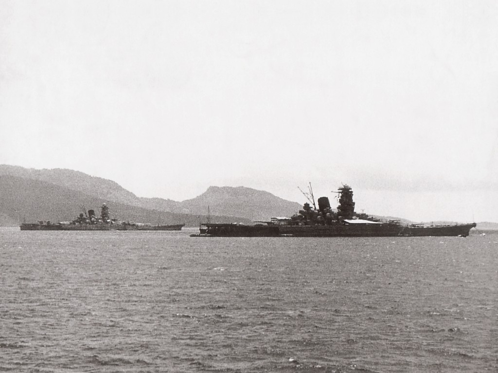 Japanese battleship Musashi leaves Brunei in 1944 for the Battle of Leyte Gulf.