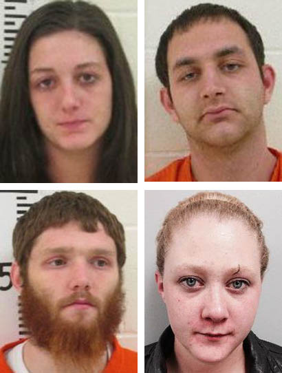 Charged in connection with burglaries in York County are, left to right, top, Marissa Vieira and Brian Cerullo, bottom, Carleton Young and Cathy Carle.