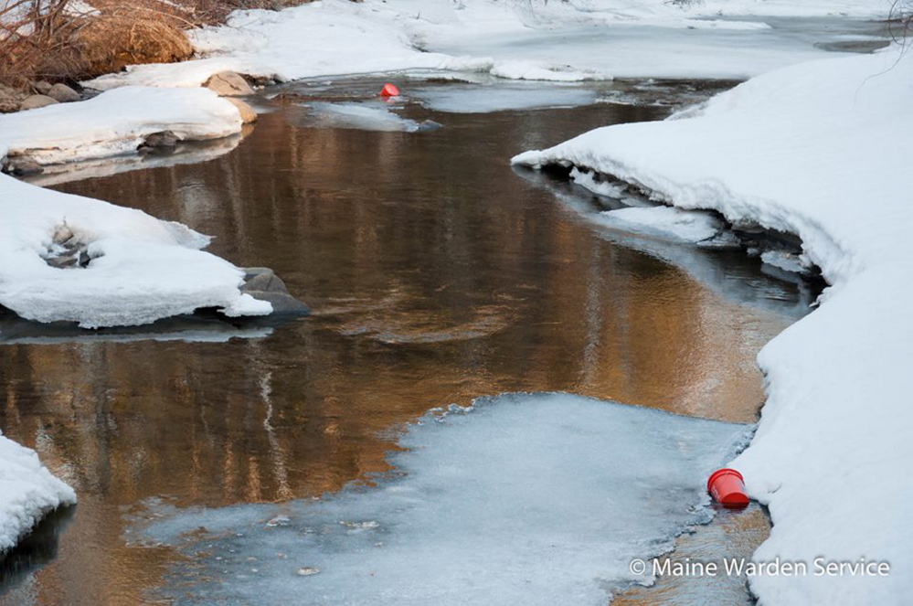 Five-gallon Home Depot buckets, reportedly filled with used adult diapers, have been dumped along Wilson Stream in Wilton and Temple Stream in Farmington over the past couple months.