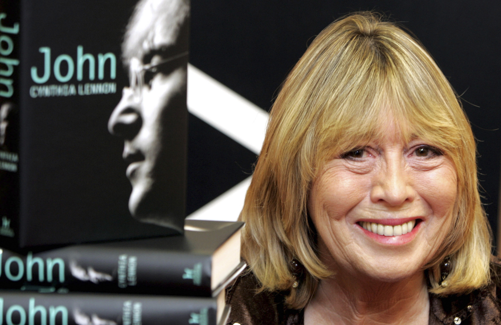 Cynthia Lennon, the first wife of Beatle John Lennon, is shown with her book “John” in 2005. She described her life with Lennon as “an undercover existence.”