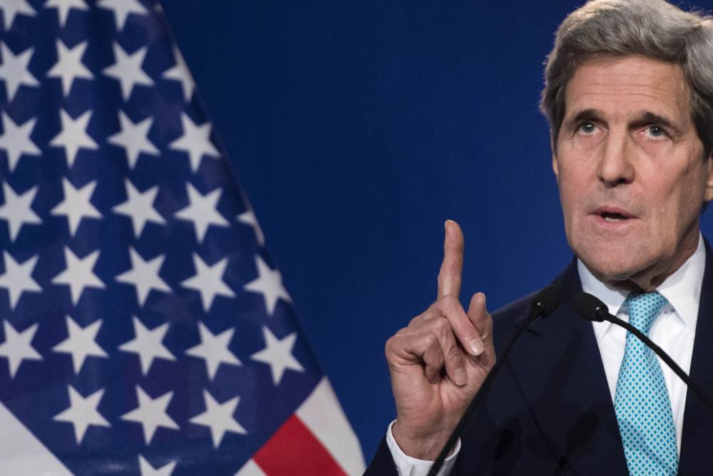 U.S. Secretary of State John Kerry, speaking to the press in Lausanne, Switzerland, on Thursday, said, “Simply demanding that Iran capitulate makes a nice sound bite, but it is not a policy, it is not a realistic plan.”