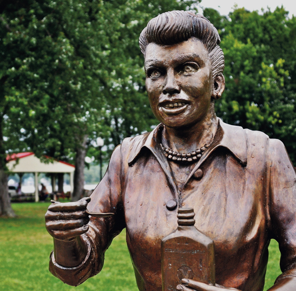 Critics say this statue in Celoron, N.Y., looks nothing like Lucille Ball.