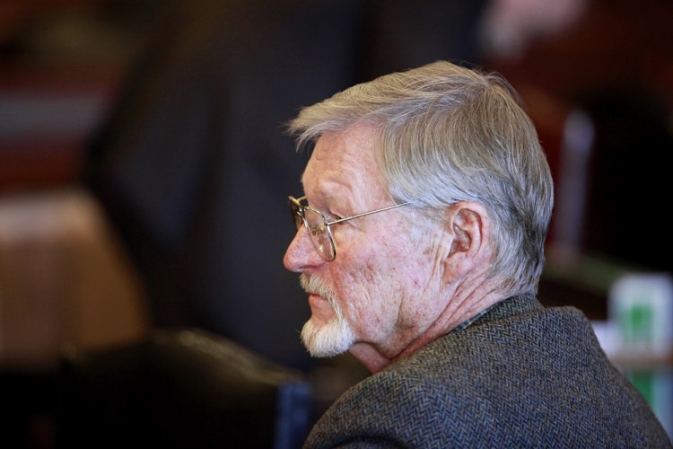 Merrill “Mike” Kimball, 72, of Yarmouth, is standing trial at Cumberland County Courthouse in Portland in the October 2013 shooting death of Leon Kelley.