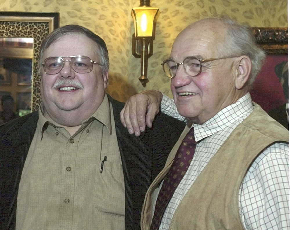 Actor Richard Dysart, right, poses for a photo with Augusta businessman Roger Pomerleau at the Senator Inn in 2003. Dysart, who died Sunday at 86, lived in Augusta and graduated from Cony High School.