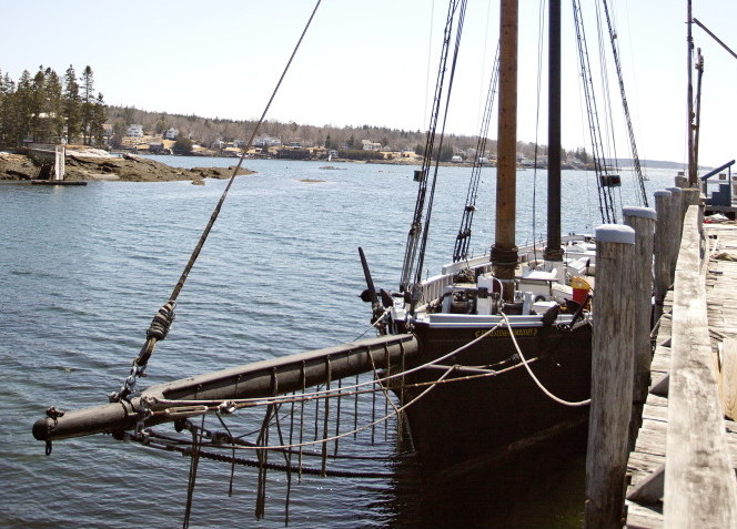 The schooner Ernestina-Morrissey is seen at the Boothbay Harbor Shipyard in 2015, after it was towed from New Bedford, Mass. The shipyard has been acquired by Bristol Marine of Rhode Island.