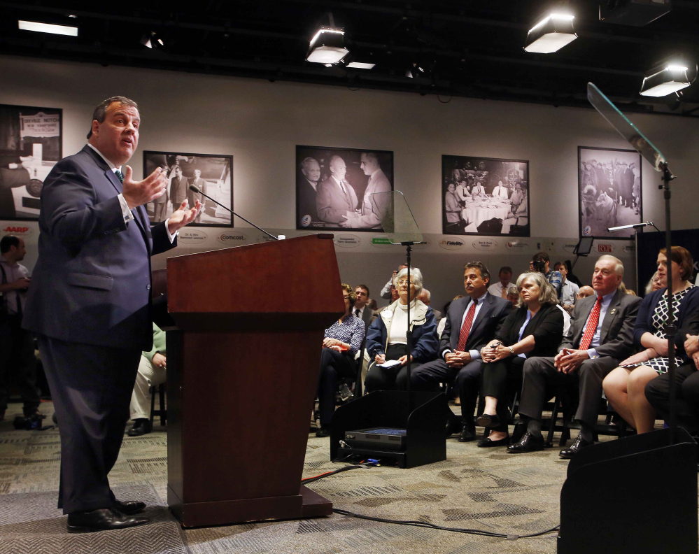 New Jersey Gov. Chris Christie called for Medicare and Social Security reform at Saint Anselm College on Tuesday.