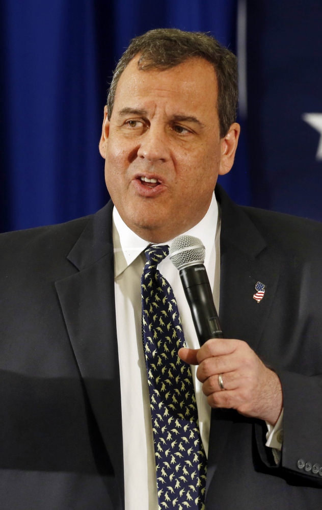 New Jersey Gov. Chris Christie speaks at a Republican conference Friday in Nashua, N.H.
